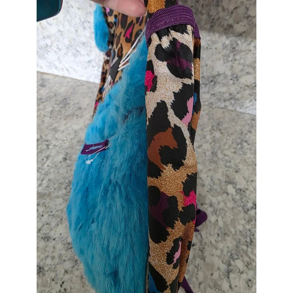 Girls Leopard Print Cat Backpack Teal Faux Fur Ears You're Purrfect 16